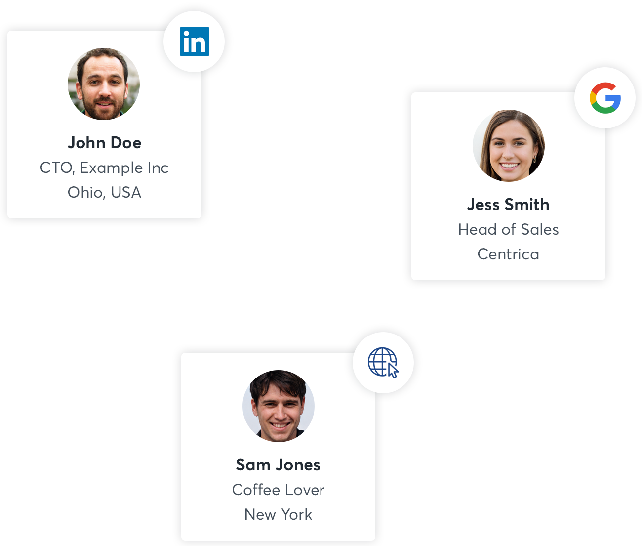 image showing contact cards and social icons
